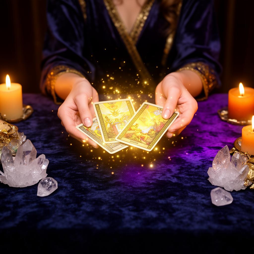 Psychic reading with tarot cards and crystals